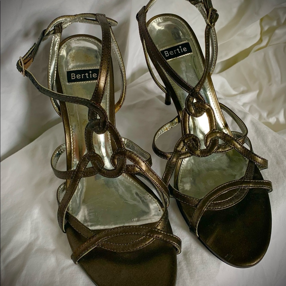 Shoes, bronze/grey color 4” heel, Bertie brand.